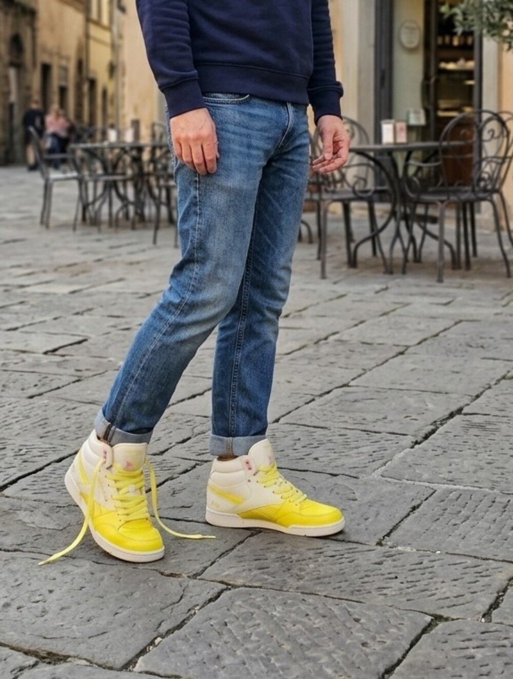 Beebok 2009 Classic High Top Sneakers Yellow White Pink Accents